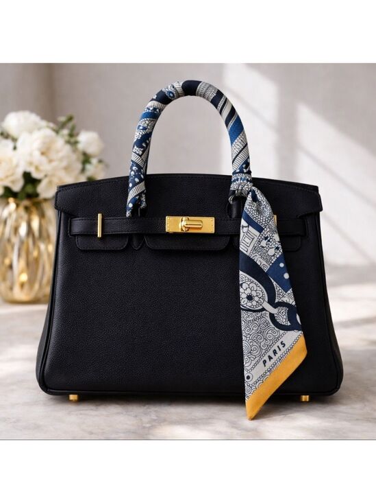 None Accessories - PARIS EQUESTRIAN SKINNY SCARF BAG HANDLE WRAP BANDEAU PURSE TIE NAVY BLUE ORANGE